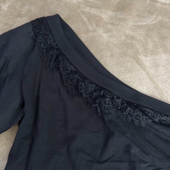 By Anthropologie Lace One Shoulder Puff Sleeve Top - Picture 5 of 10